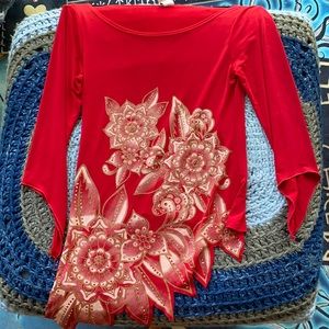 Red Floral Blouse